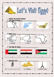 English Worksheet: Lets Visit Egypt ( 2 pages )