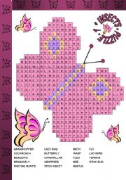 English Worksheet: INSECTS PUZZLE - 1