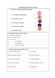 English worksheet: traffic rules