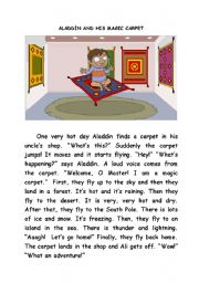 English Worksheet: ALADDIN AND HIS MAGIC CARPET