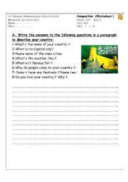 English Worksheet: My Country