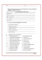 English Worksheet: Conditionals (first, second and third)