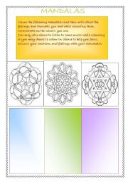 English Worksheet: Mandalas