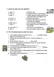 English Worksheet: money vocabulary