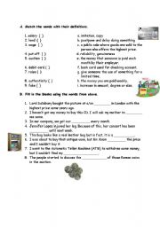 English worksheet: money vocabulary