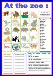 English Worksheet: at the zoo