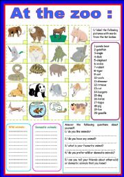 English Worksheet: at the zoo