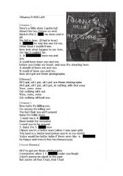English Worksheet: lyrics Rihanna