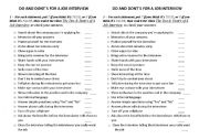 English Worksheet: Do and donts in a job interview