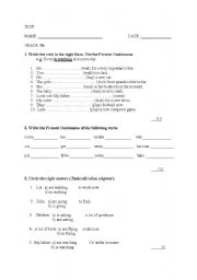 English worksheet: Present Continuous exercises