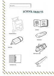 English Worksheet: school objects