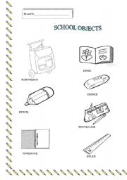 English worksheet: school objects