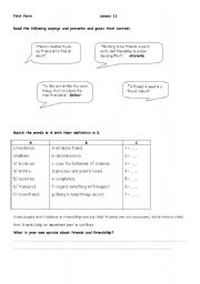 English Worksheet: lesson 11 - 1st form