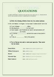 English worksheet: QUOTATIONS