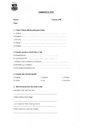 English worksheet: diagnostic grammar test