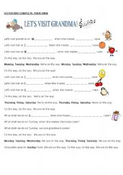 English Worksheet: LETS VISIT GRANDMA- LYRICS + LISTENING ACTIVITIES 