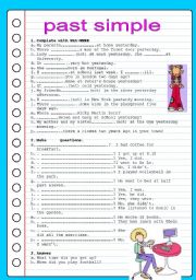 English Worksheet: PAST SIMPLE TENSE