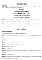 English Worksheet: Romeo and Juliet-Script for ESL students