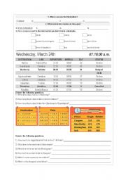 English Worksheet: Timetables