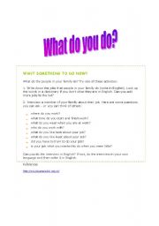 English worksheet: What do you do?