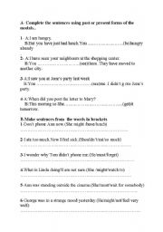 English Worksheet: past or present forms of modals