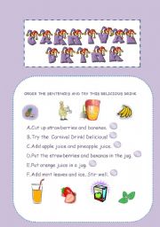 English worksheet: CARNIVAL DRINK