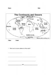 the oceans worksheets