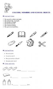 Colours, Numbers and School Objects