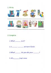 English worksheet: Daily Routines - Write & Complete