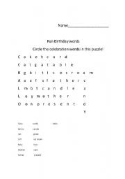 English Worksheet: puzzle  birthday game