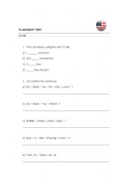 English Worksheet: PLACEMENT TEST