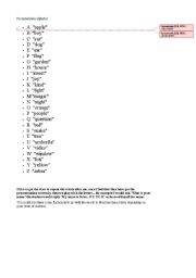 English Worksheet: Saying the alphabet with sounds a apple for example