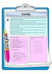 English Worksheet: Family