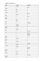 English worksheet: Irregular and regular verbs #2