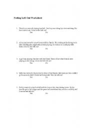 English Worksheet: Pre-test Feeling Left Out