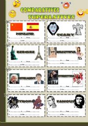 English Worksheet: Speaking cards: Comparatives and Superlatives