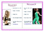 English worksheet: COMPARATIVES: SHAKIRA AND BEYOCE