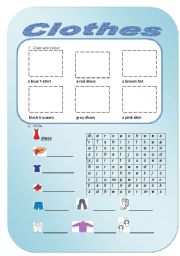 English worksheet: Clothes worksheet