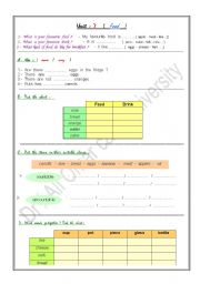 English Worksheet: food