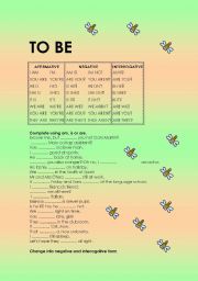 English Worksheet: TO BE WORKSHEET