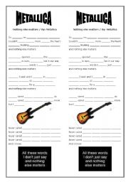 English Worksheet: NOTHING ELSE MATTERS - METALLICA