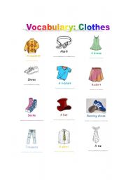 English worksheet: Vocabulary: clothes