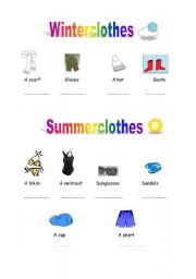 English Worksheet: Winter and summerclothes