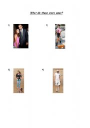 English worksheet: What do these stars wear?