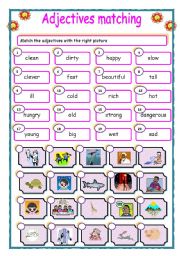 English Worksheet: Adjectives-matching