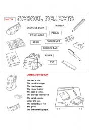 English Worksheet: SCHOOL OBJECTS