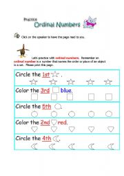 English worksheet: ordinal number