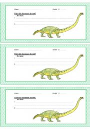 English worksheet: dinosaurs