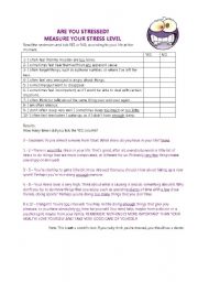 English Worksheet: Measure your stress level