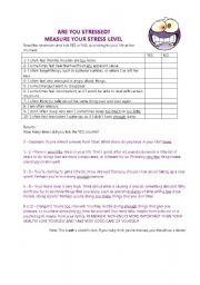 English Worksheet: Measure your stress level